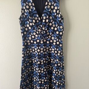 Ann Taylor Navy and Cream Floral Midi Dress